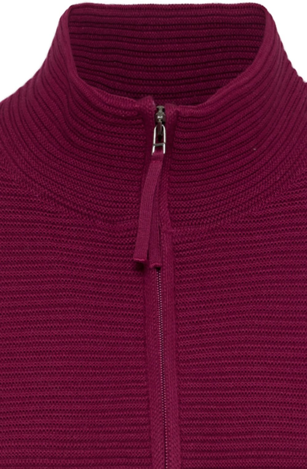 Dark Fuchsia Ribbed Knit Cardigan