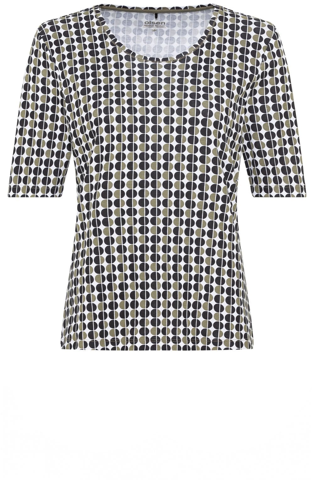 Dark Khaki Spotted Round Neck Edda T Shirt