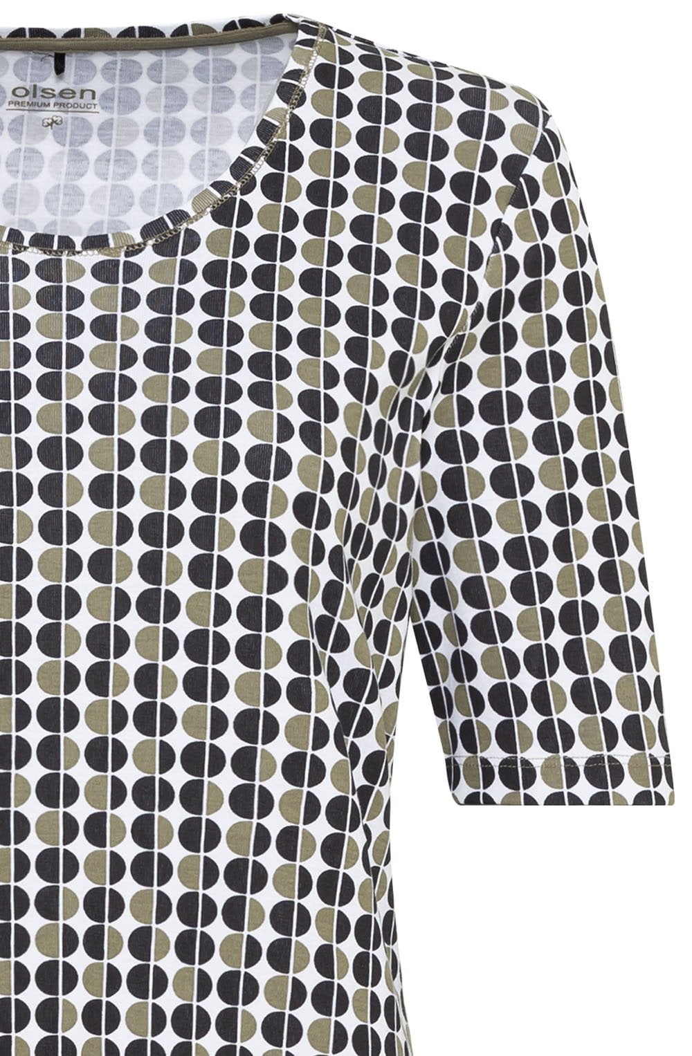 Dark Khaki Spotted Round Neck Edda T Shirt