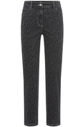 Dark Slate Animal Print Mona Straight Jeans