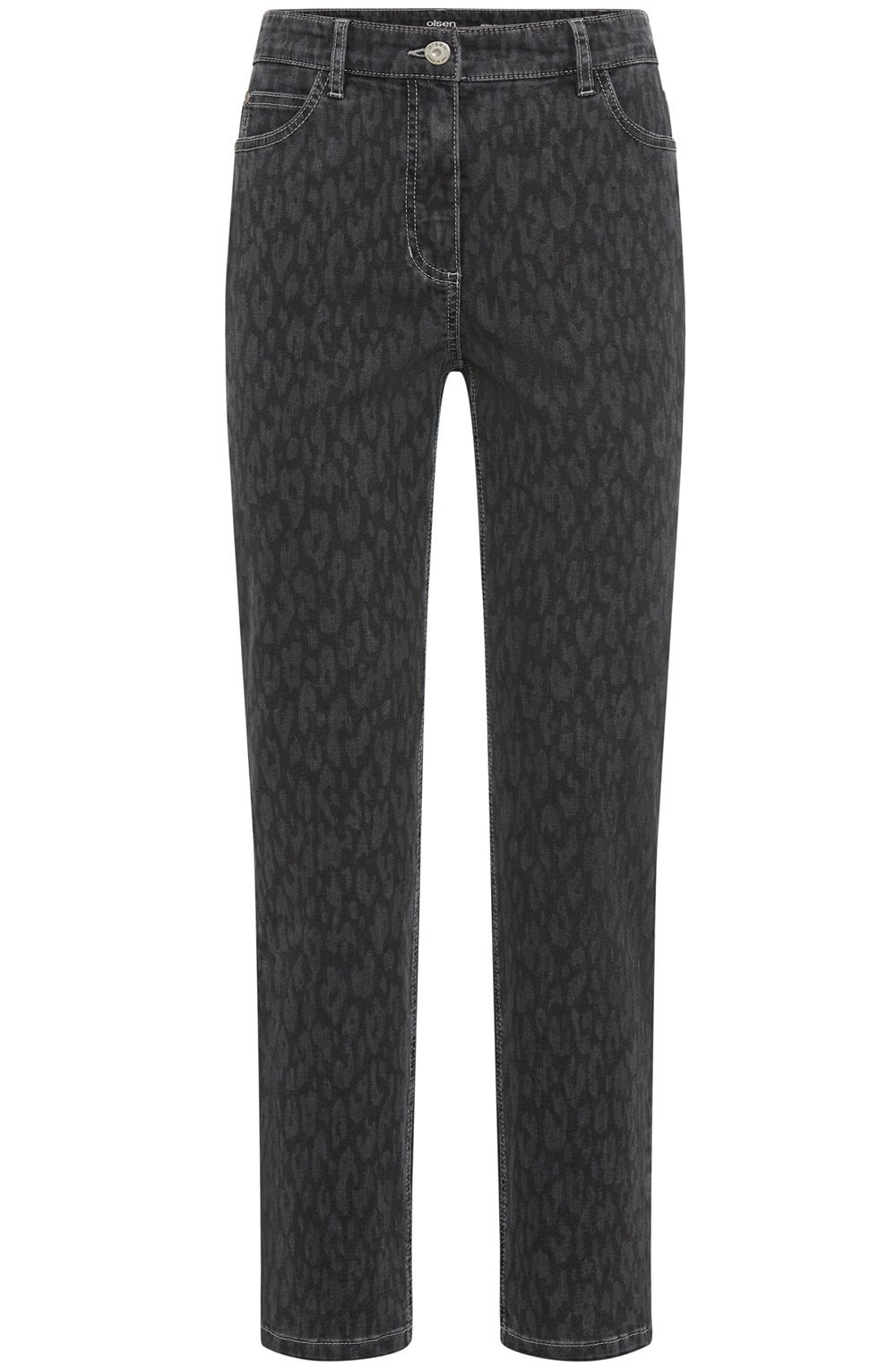 Dark Slate Animal Print Mona Straight Jeans