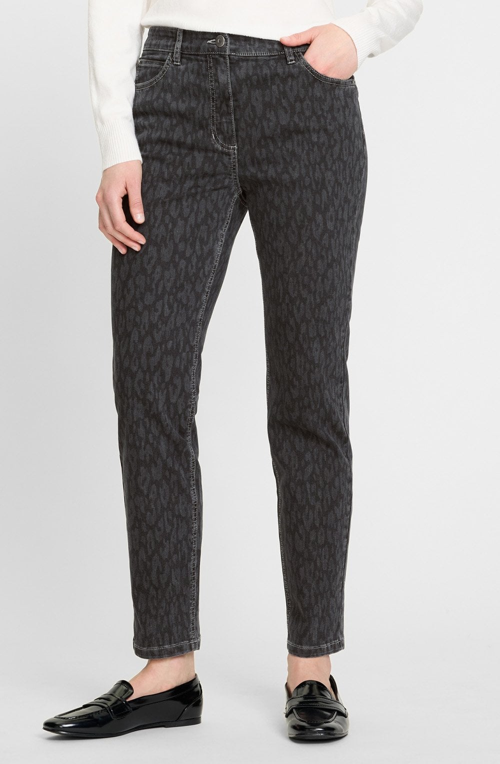 Dark Slate Animal Print Mona Straight Jeans