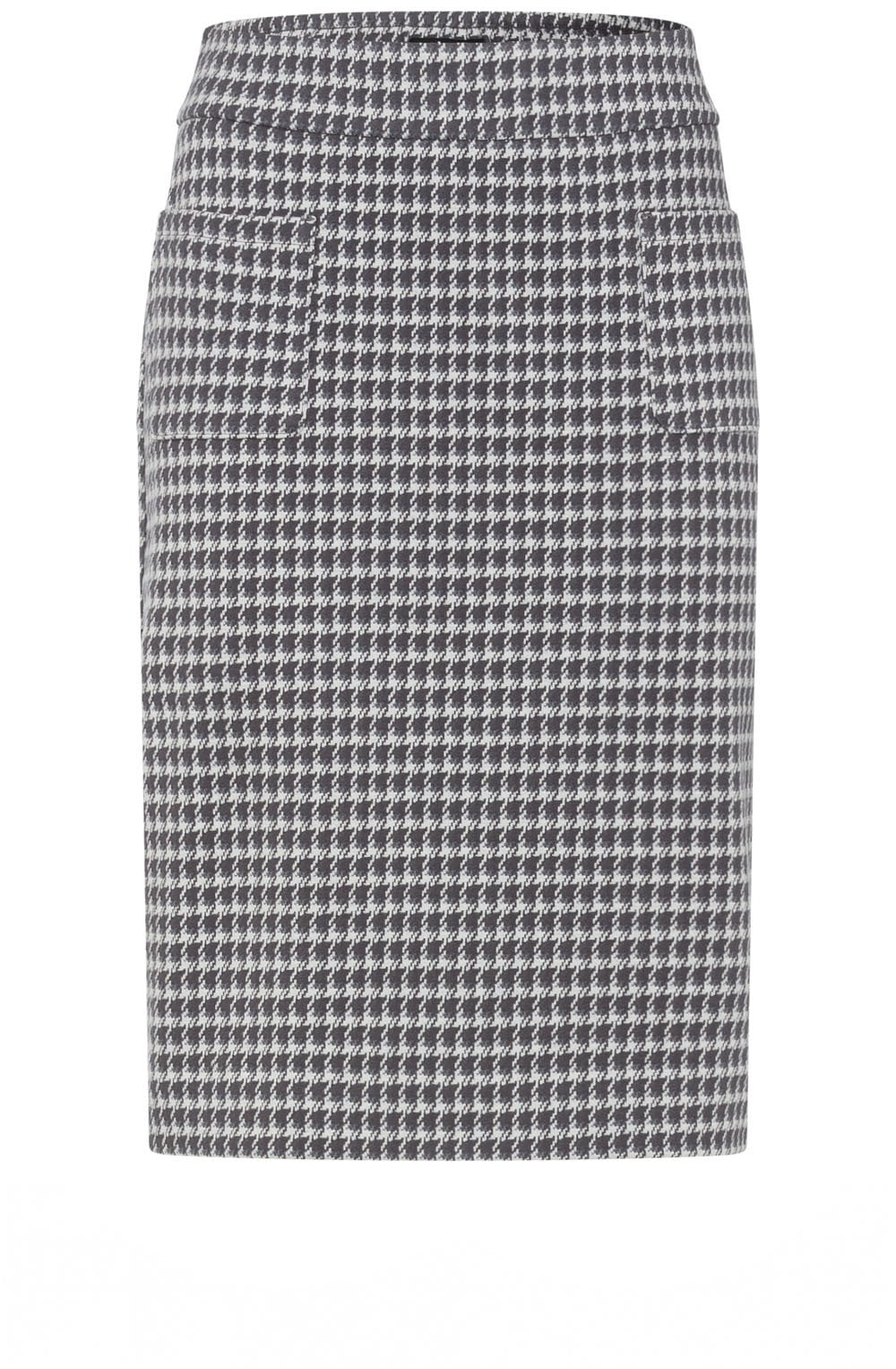 Dark Slate Houndstooth Mid Length Skirt