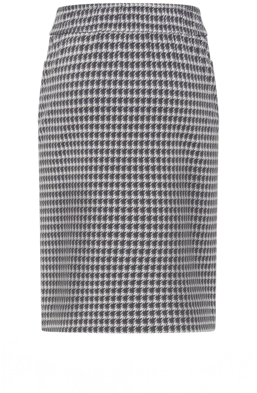 Dark Slate Houndstooth Mid Length Skirt