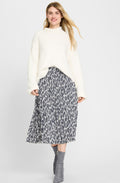 Dark Slate Leopard Print Midi Skirt