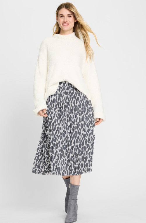 Dark Slate Leopard Print Midi Skirt