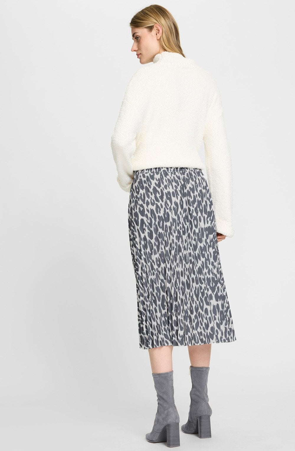 Dark Slate Leopard Print Midi Skirt