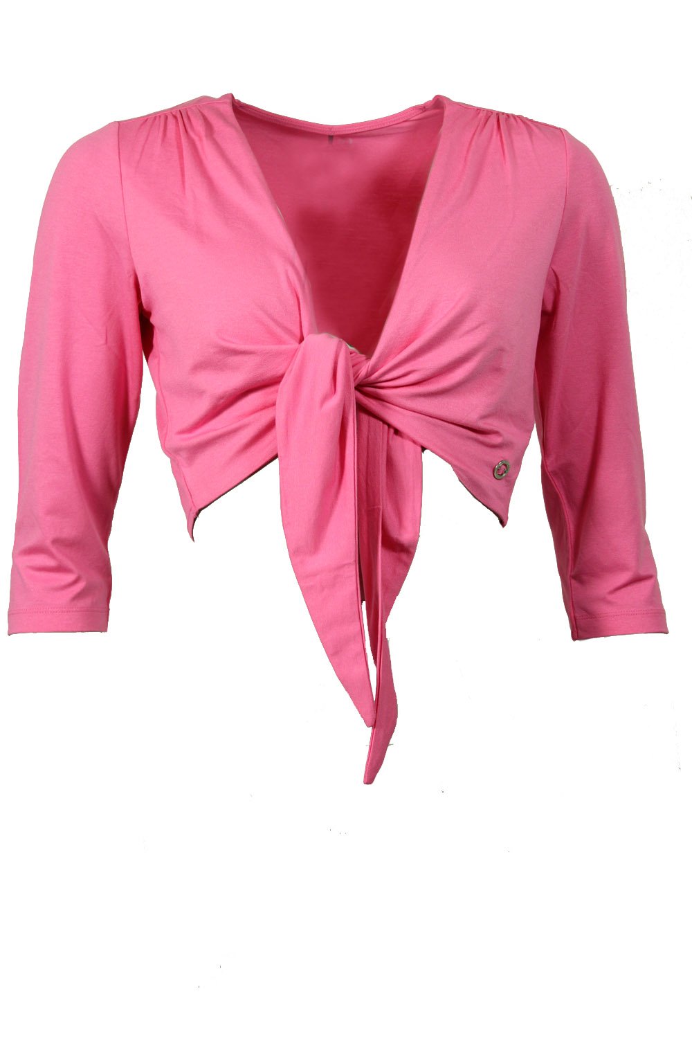 Draped front short pink cardigan