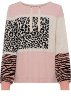 Faded Blush Animal Print Knitted Jumper