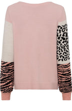 Faded Blush Animal Print Knitted Jumper
