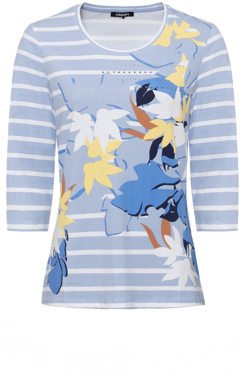Floral and Sky Striped Top