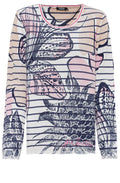 Floral and Stripes Fine Knit Jumper