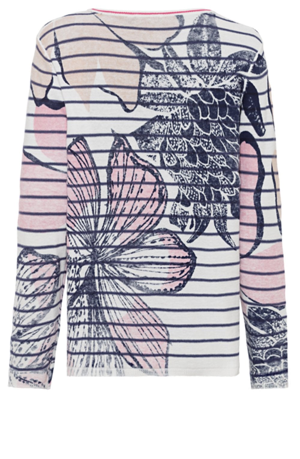 Floral and Stripes Fine Knit Jumper