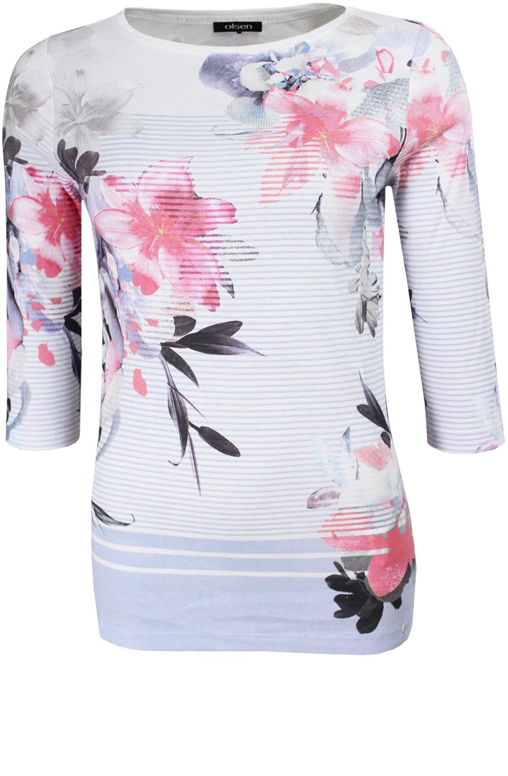 Floral & Striped Print Top