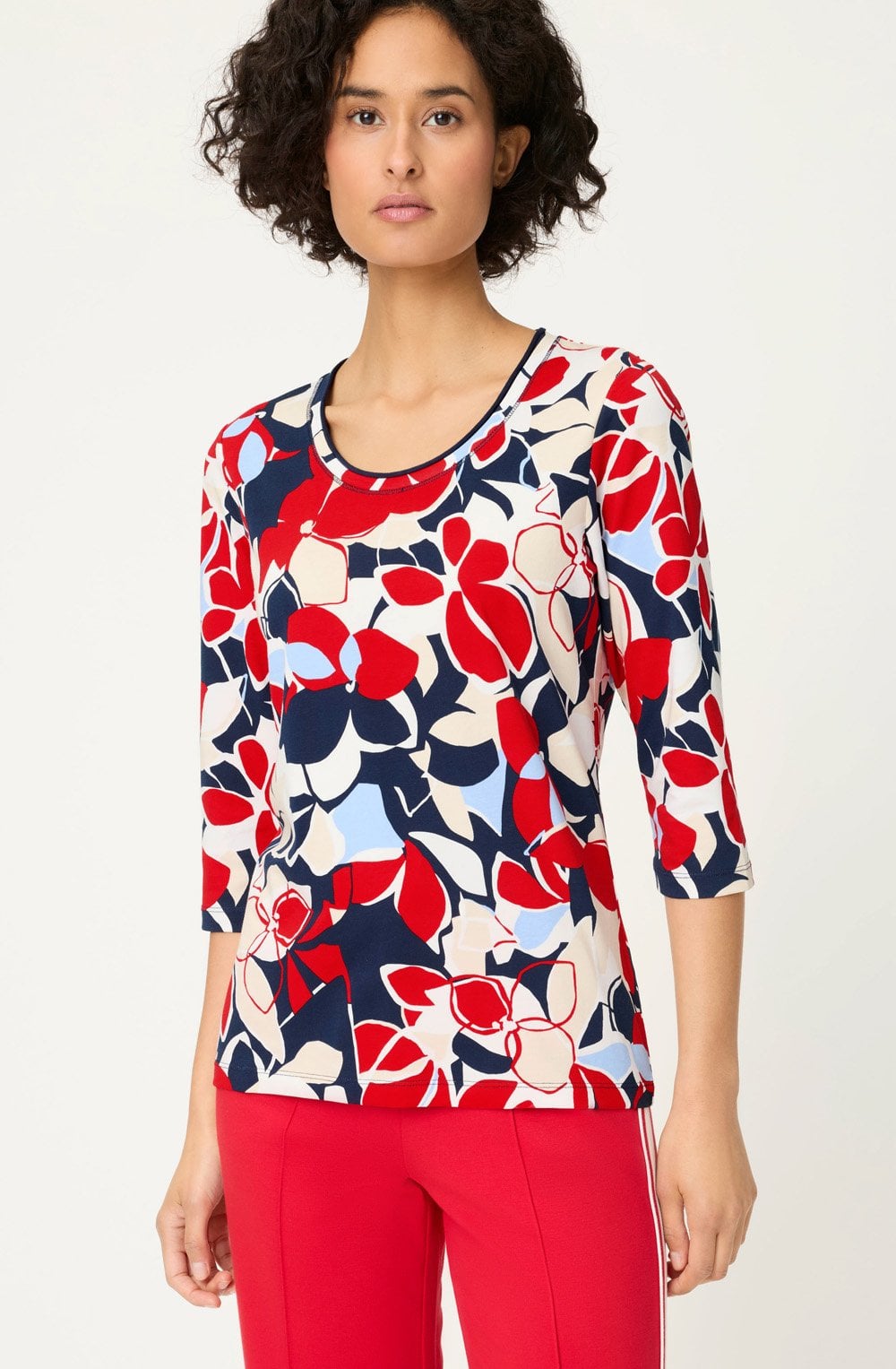 French Red Floral Edda Top