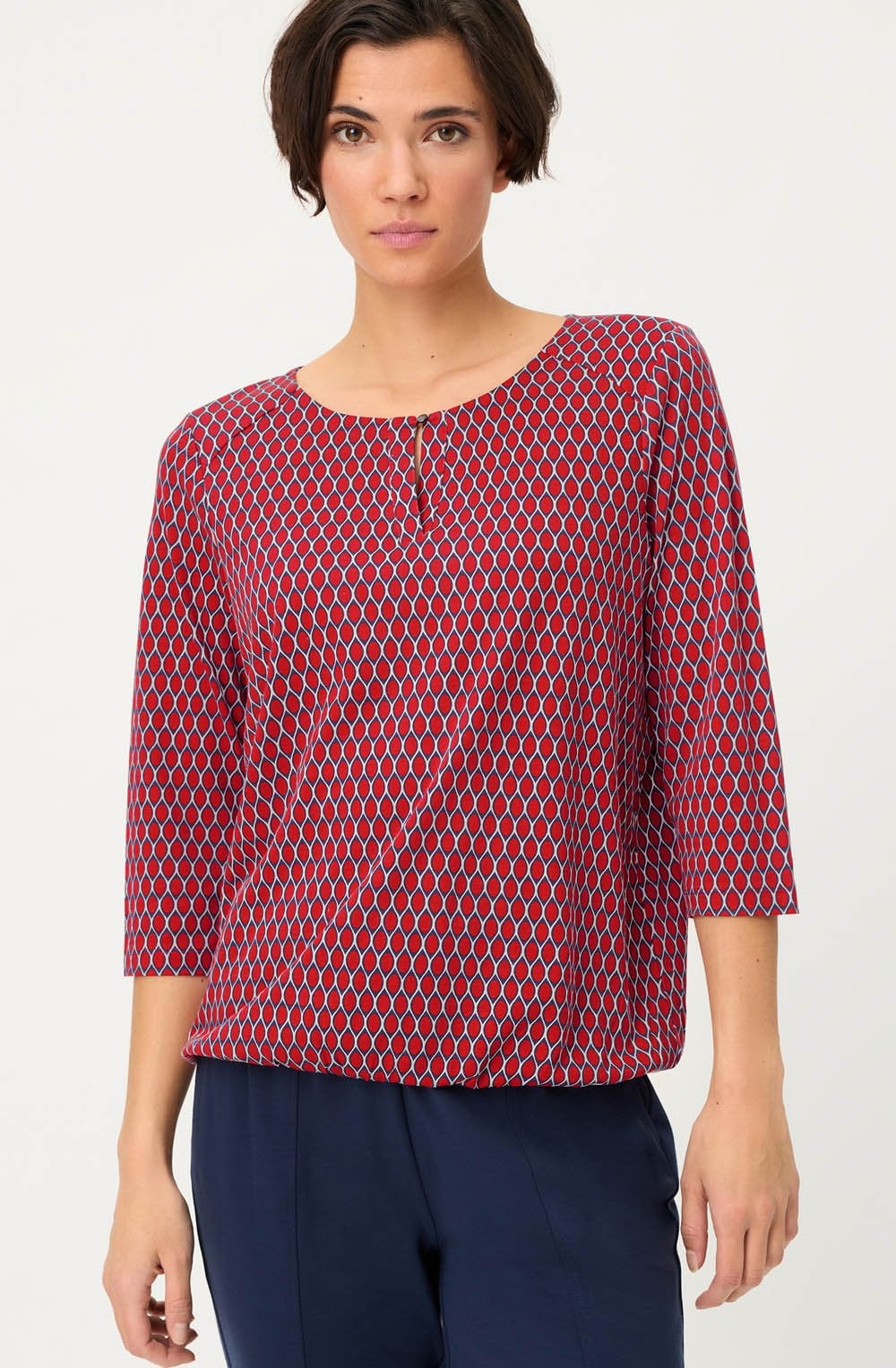French Red Graphic Print Clara Top