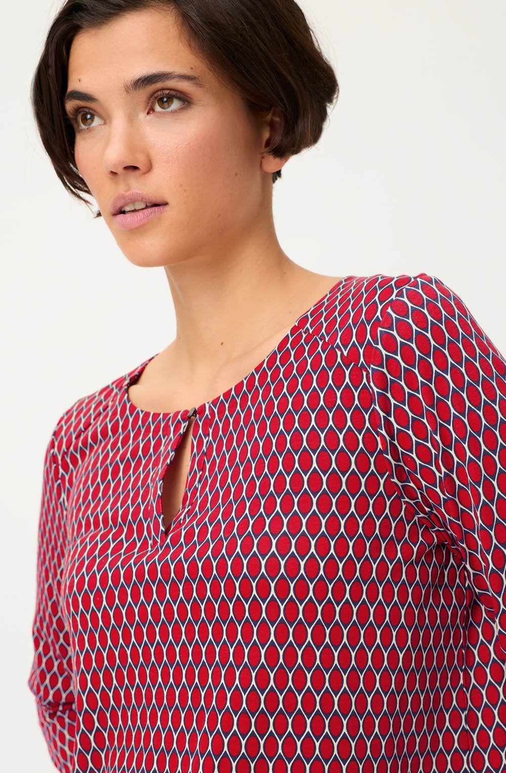 French Red Graphic Print Clara Top