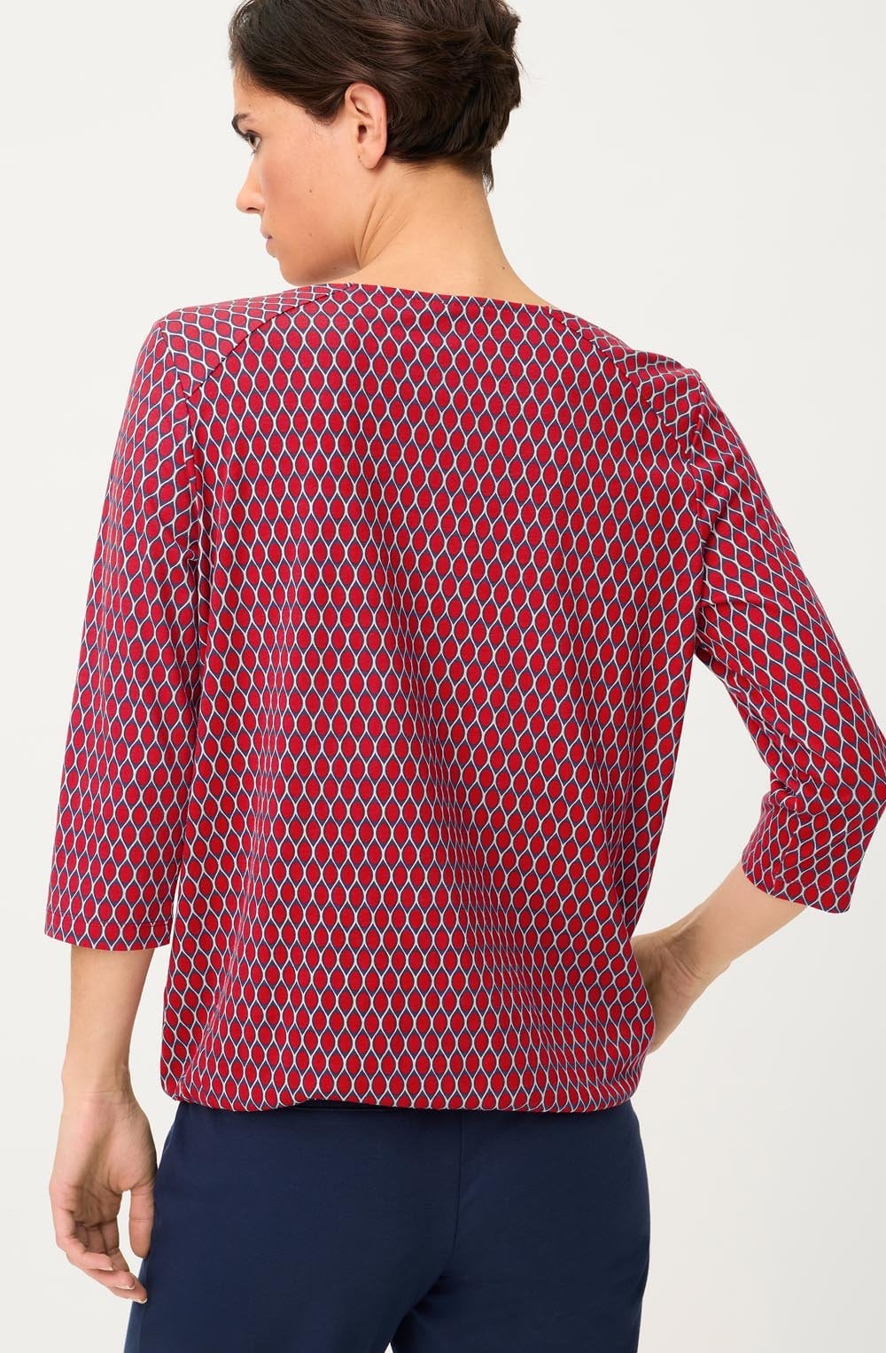 French Red Graphic Print Clara Top