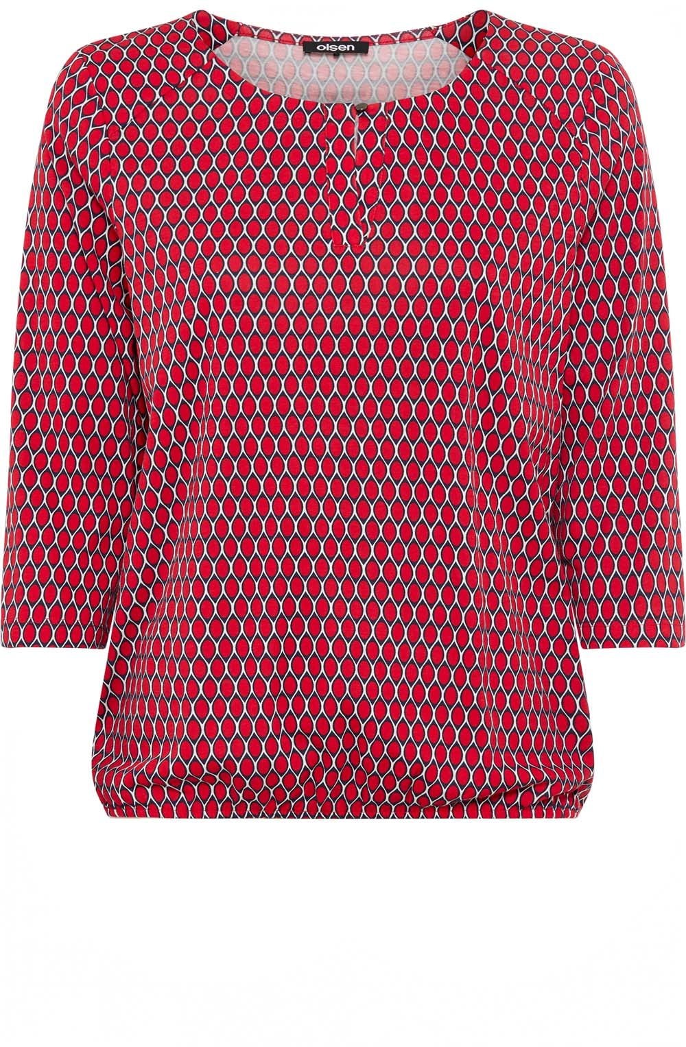 French Red Graphic Print Clara Top