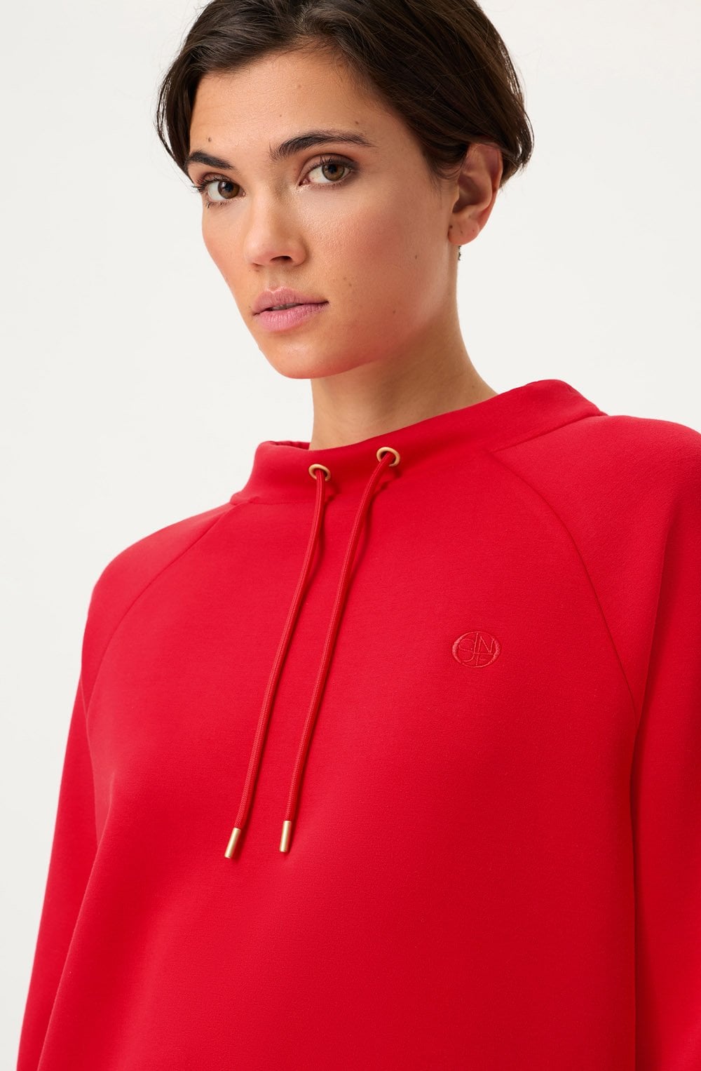 French Red Jersey Funnel Neck Cora Sweatshirt