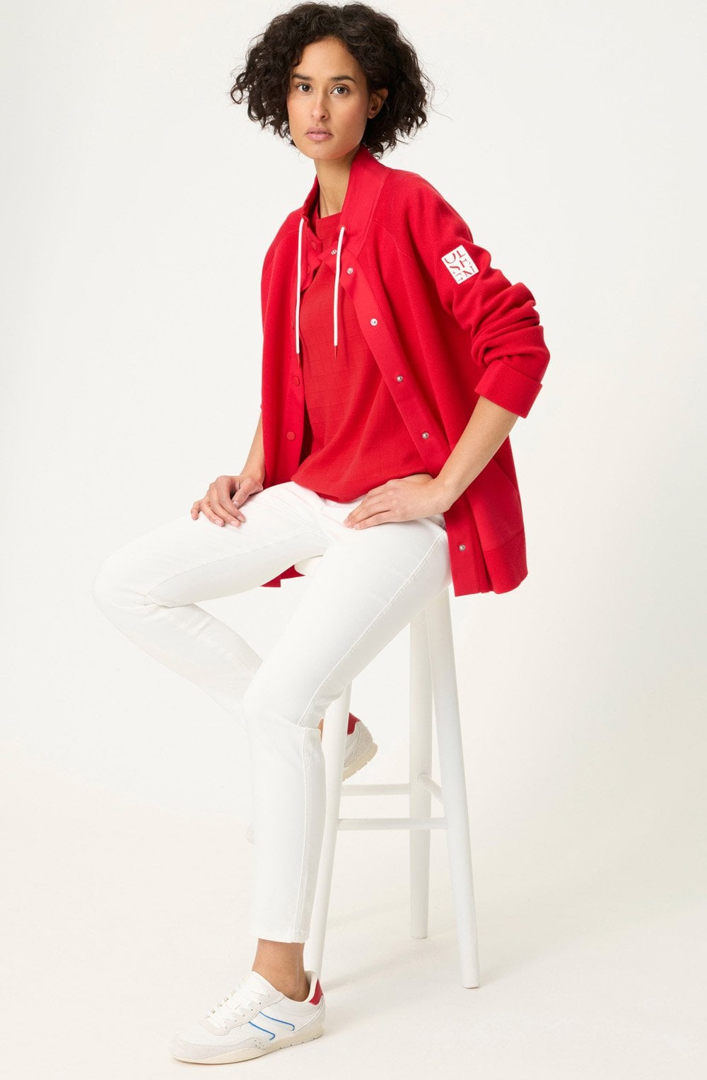 French Red Square Stitch Top