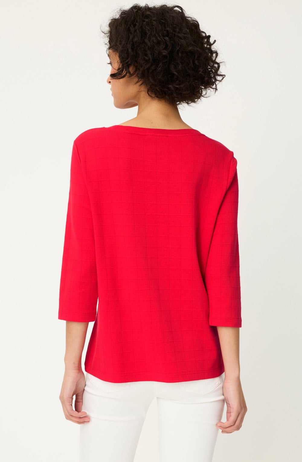 French Red Square Stitch Top