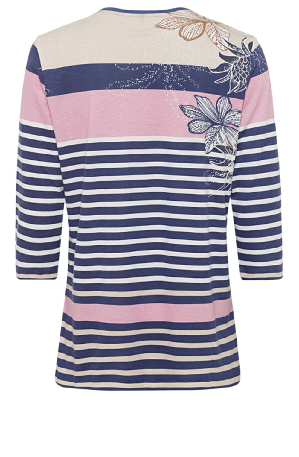 Fresh indigo Floral and Striped Top