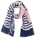 Fresh Indigo Striped & Floral Scarf