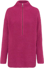 Fuchsia Zip Up Thick Knit Jumper