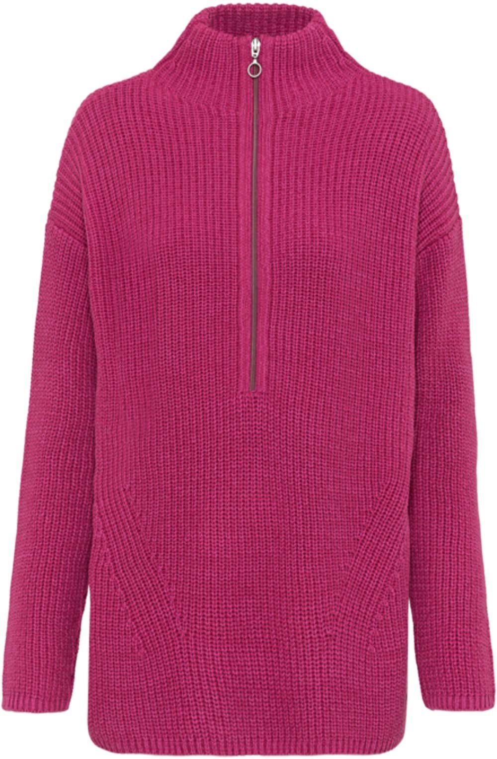 Fuchsia Zip Up Thick Knit Jumper