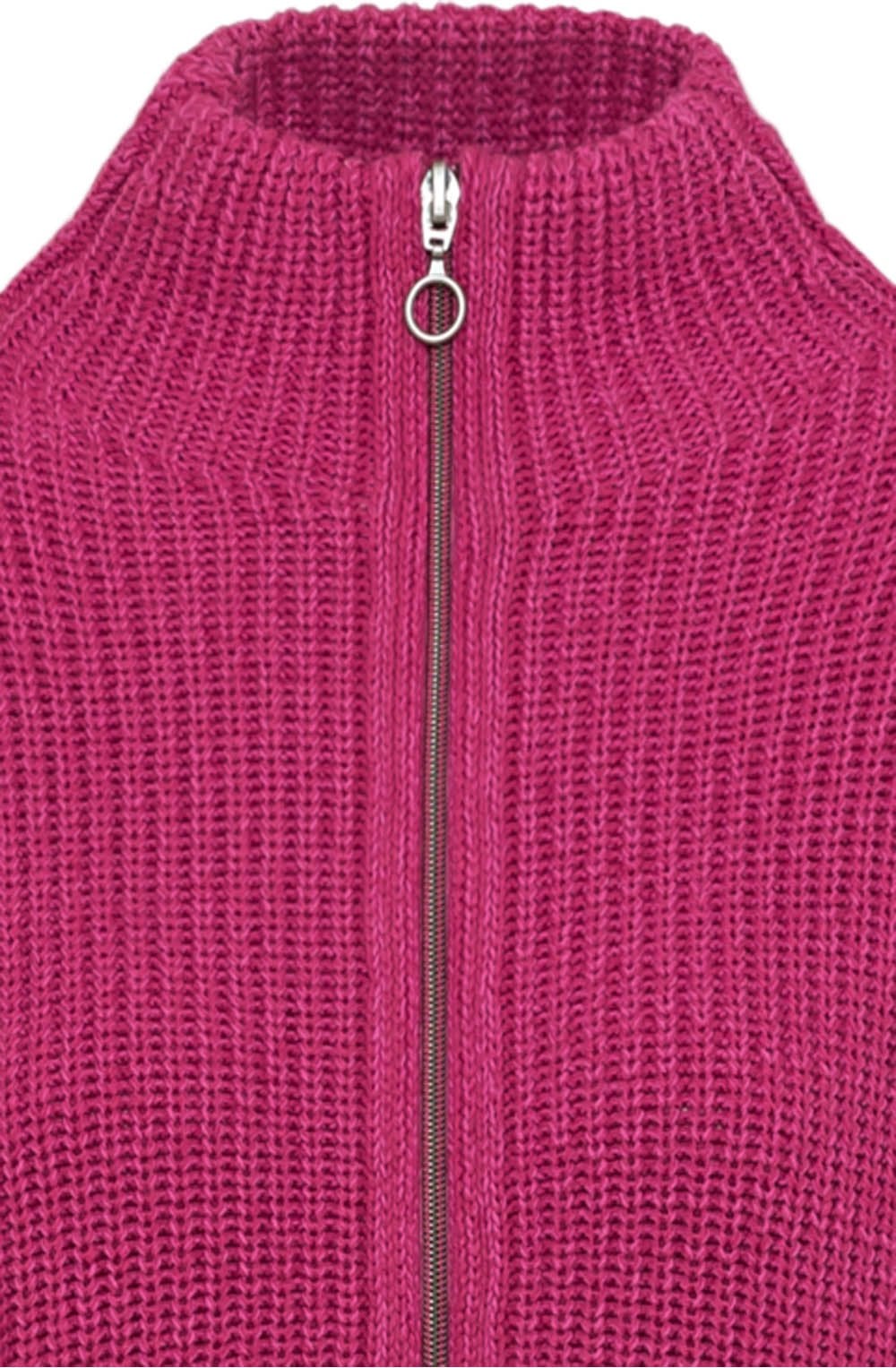 Fuchsia Zip Up Thick Knit Jumper