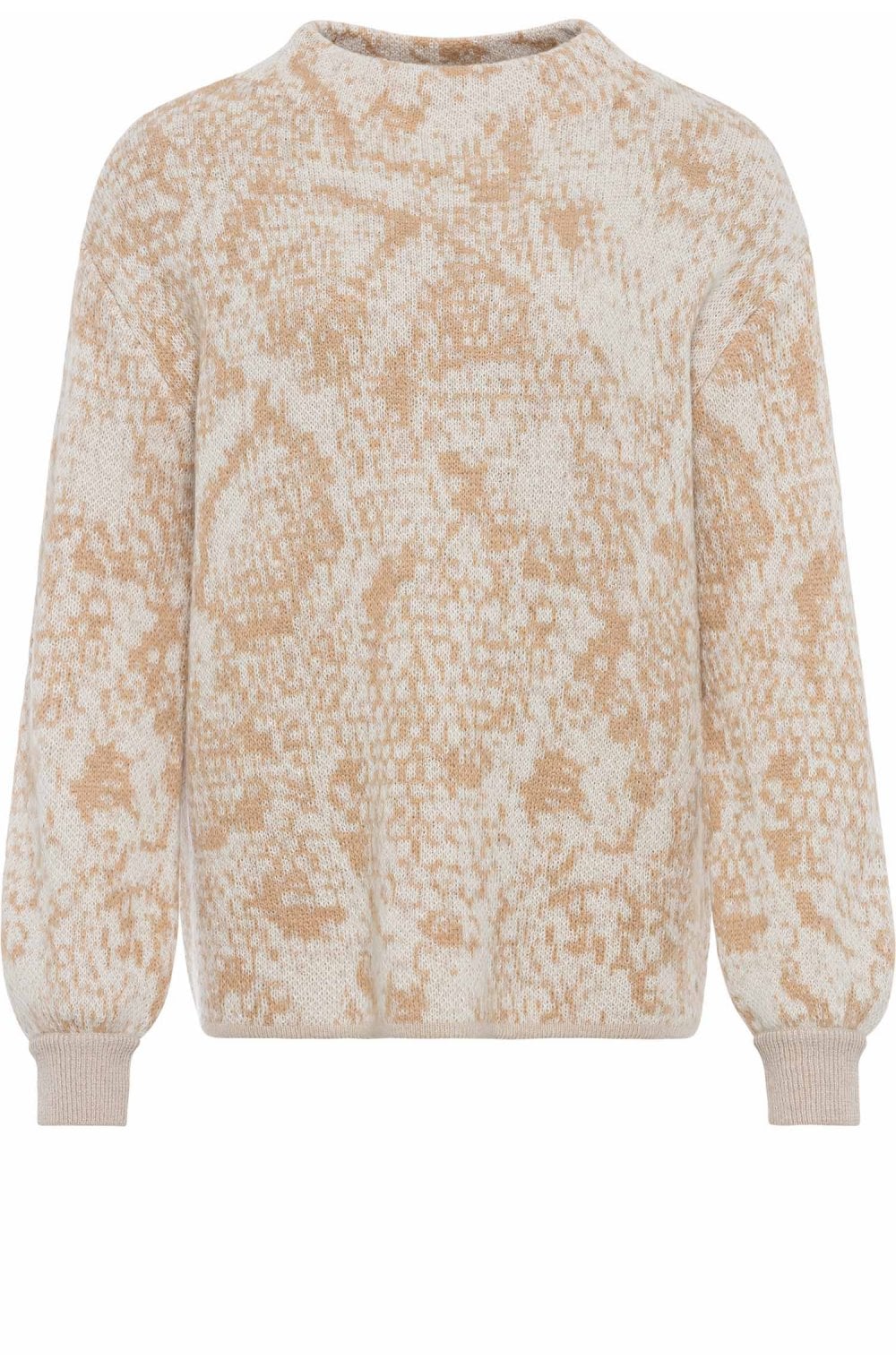 Golden Camel and White Pattern Jumper