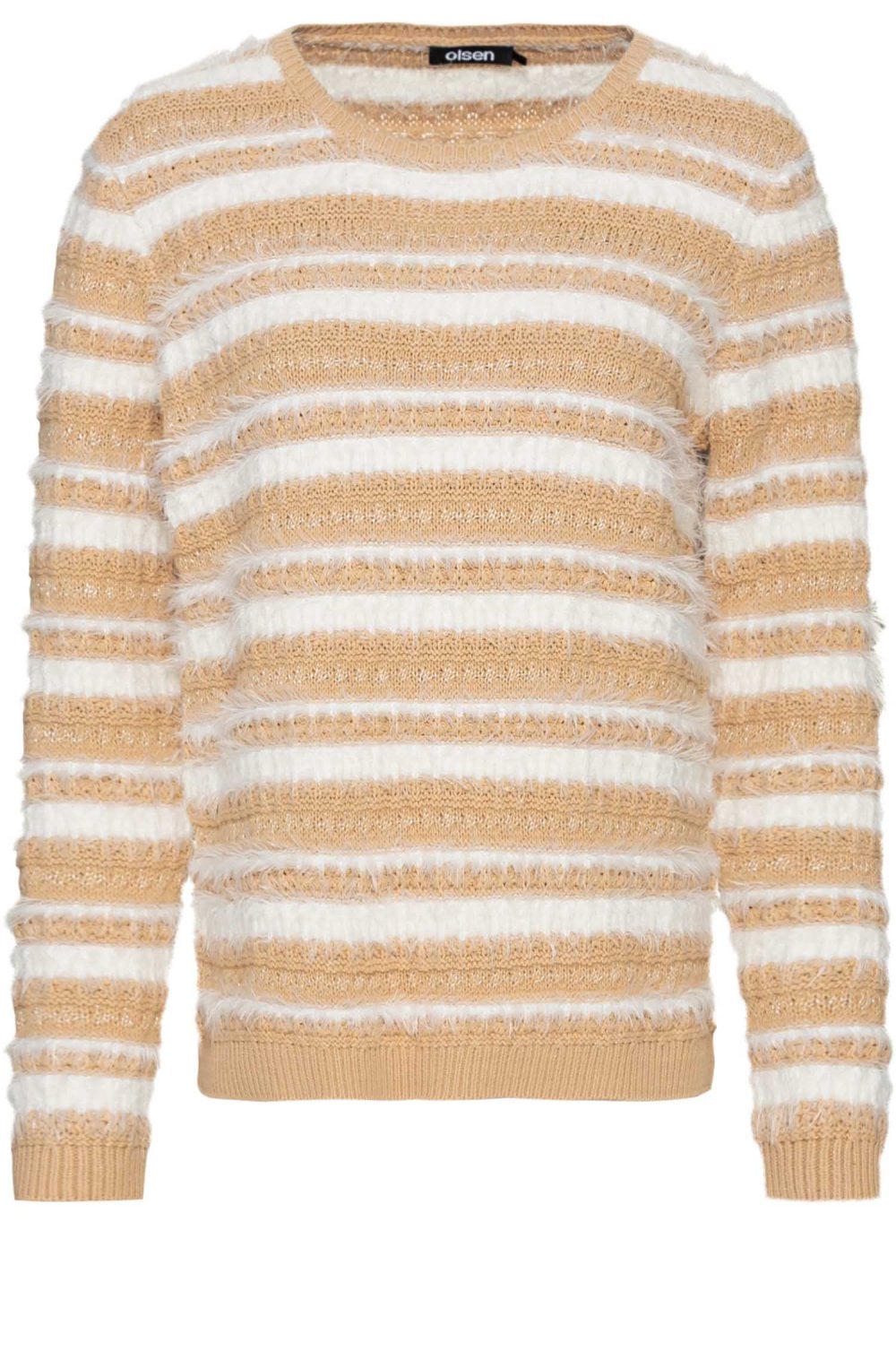 Golden Camel and White Stripe Jumper
