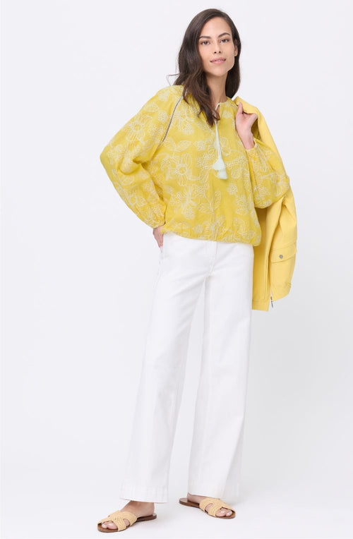 Golden Glow Embroidered Floral Blouse