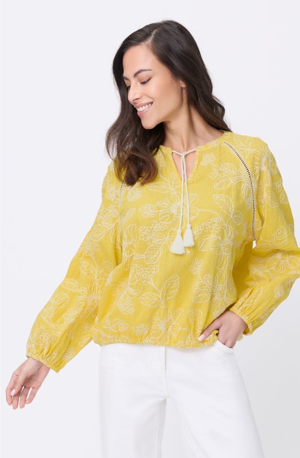 Golden Glow Embroidered Floral Blouse