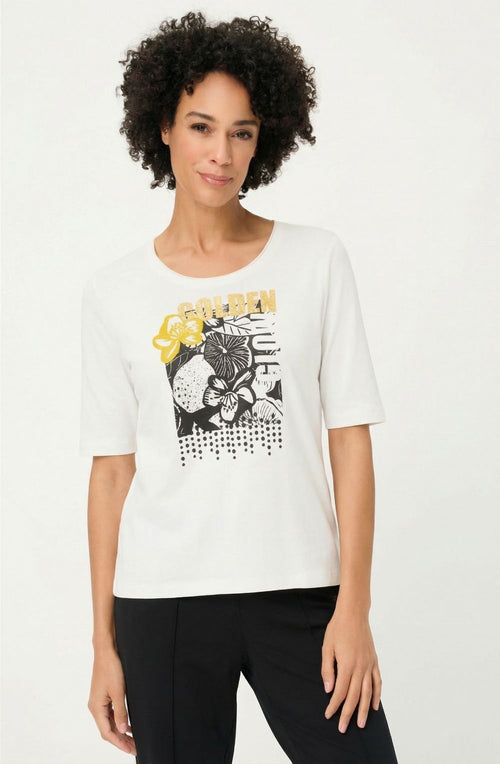 Golden Glow Floral Design T Shirt
