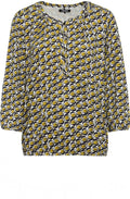 Golden Olive Abstract Print Sleeve Top