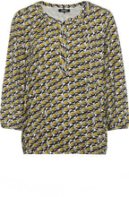 Golden Olive Abstract Print Sleeve Top