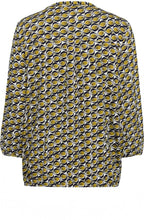 Golden Olive Abstract Print Sleeve Top