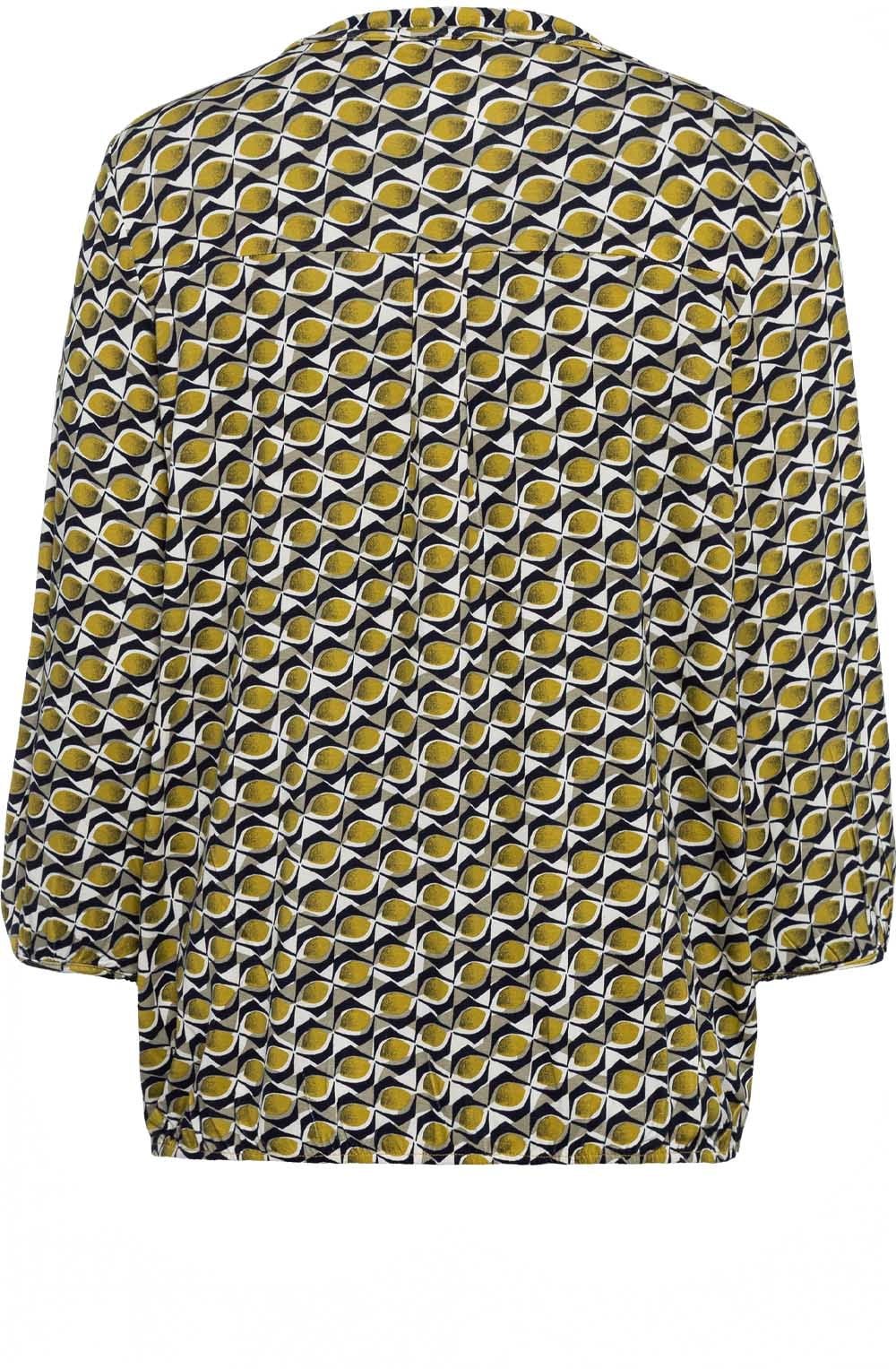 Golden Olive Abstract Print Sleeve Top