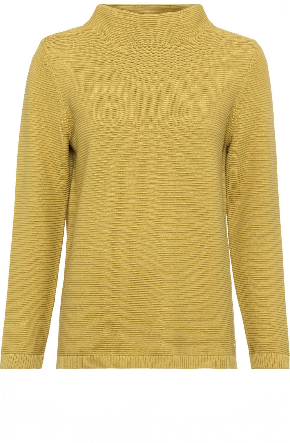Golden Olive Funnel Neck Ribbed Jumper