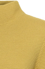Golden Olive Funnel Neck Ribbed Jumper