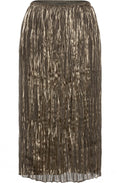 Golden Olive Shimmer Pleated Skirt