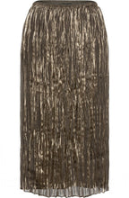Golden Olive Shimmer Pleated Skirt