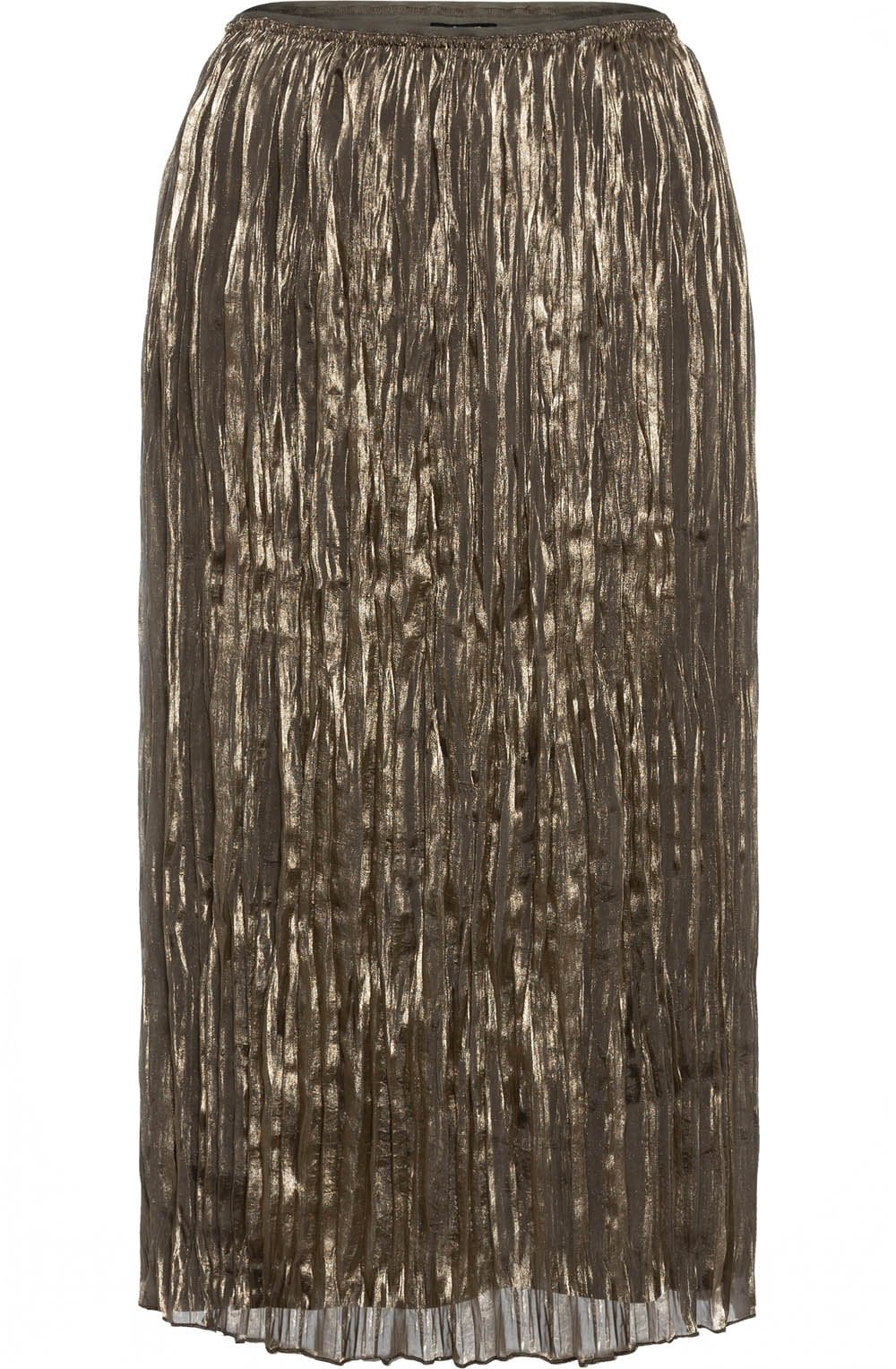 Golden Olive Shimmer Pleated Skirt