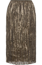 Golden Olive Shimmer Pleated Skirt