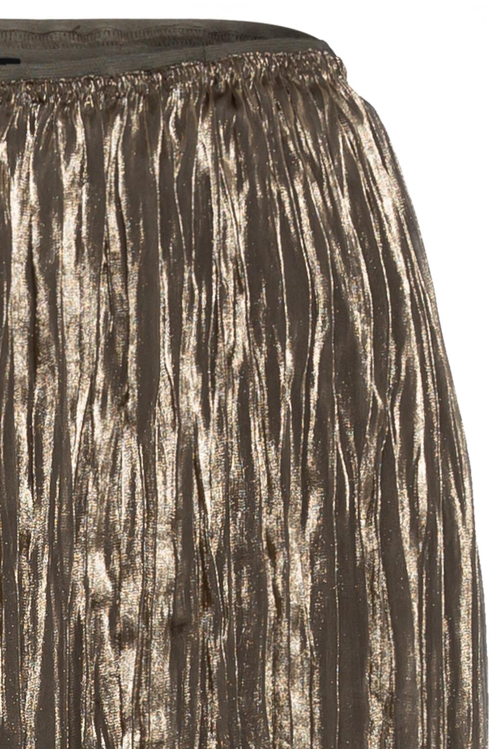 Golden Olive Shimmer Pleated Skirt