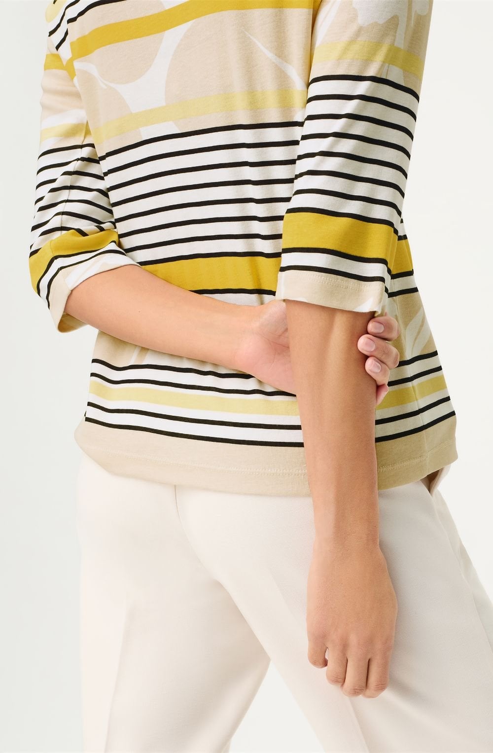 Golden Yellow Floral Striped Top