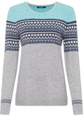 Granite Grey and Aqua Fair Isle Jumper