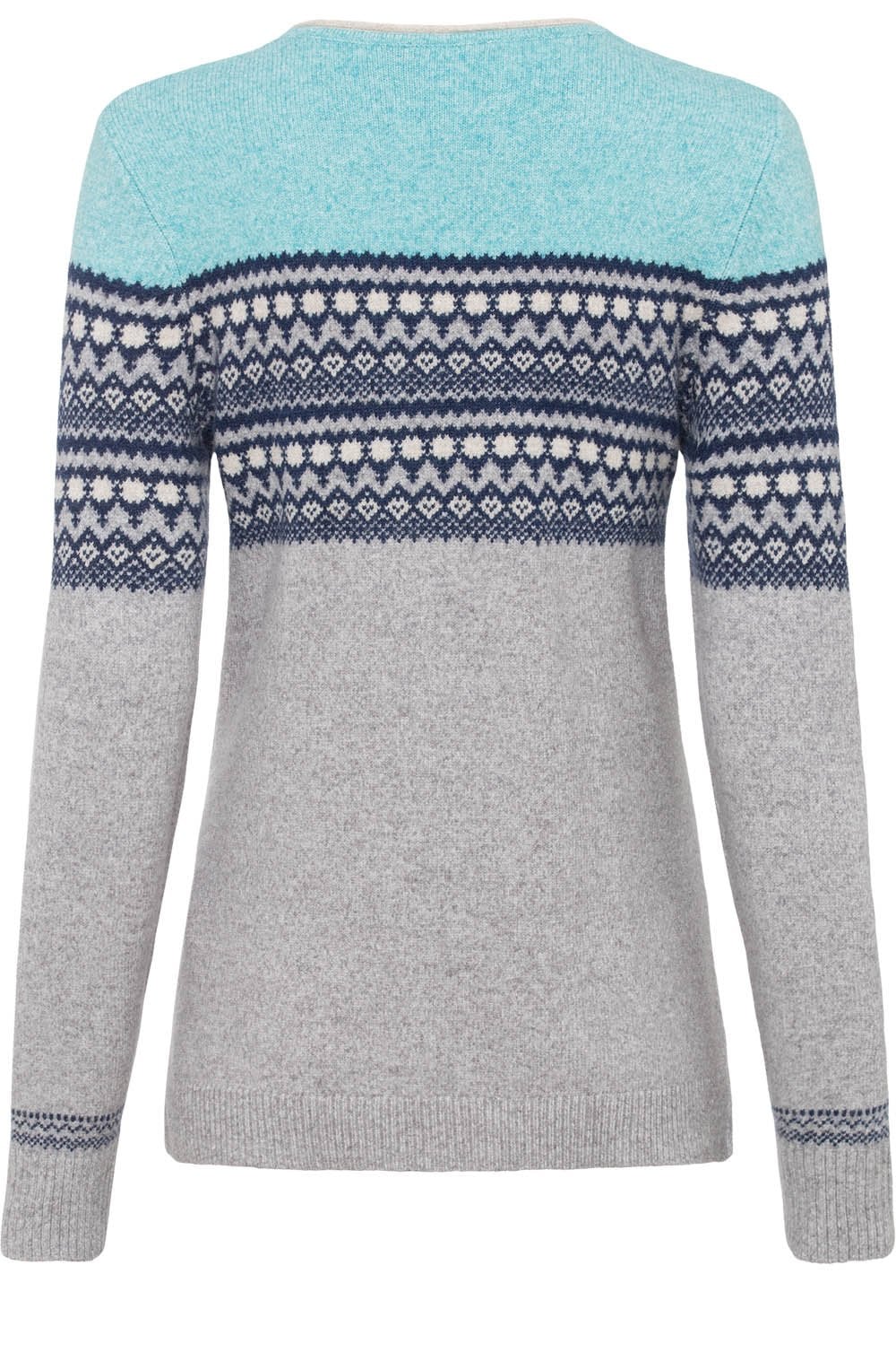 Granite Grey and Aqua Fair Isle Jumper